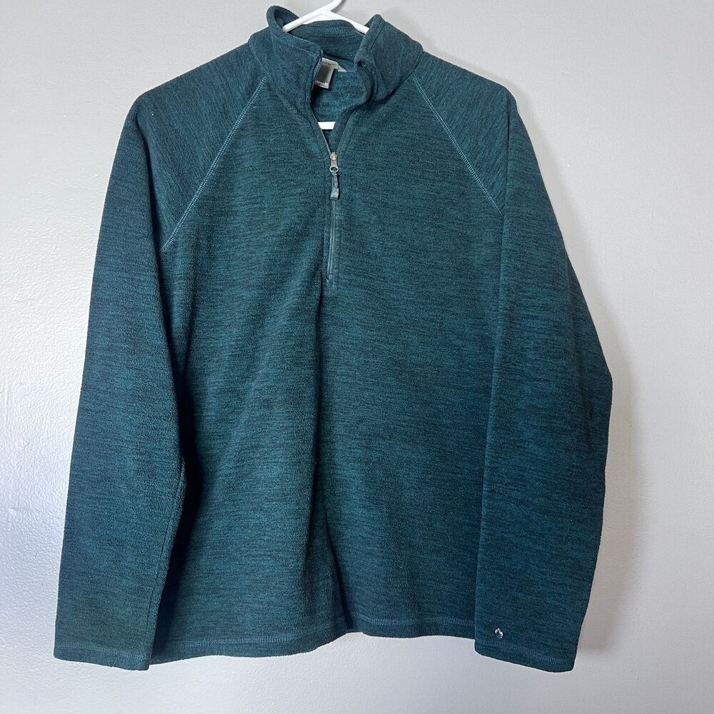 Eddie Bauer Women’s Medium Fleece 1/4 Zip Pullover Green Long Sleeve